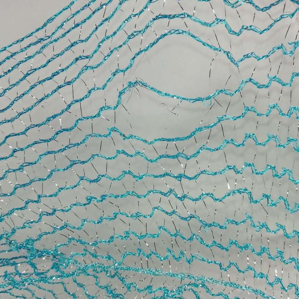 Blue Ruffled Net Fringe Scarf - Picture 6 of 8